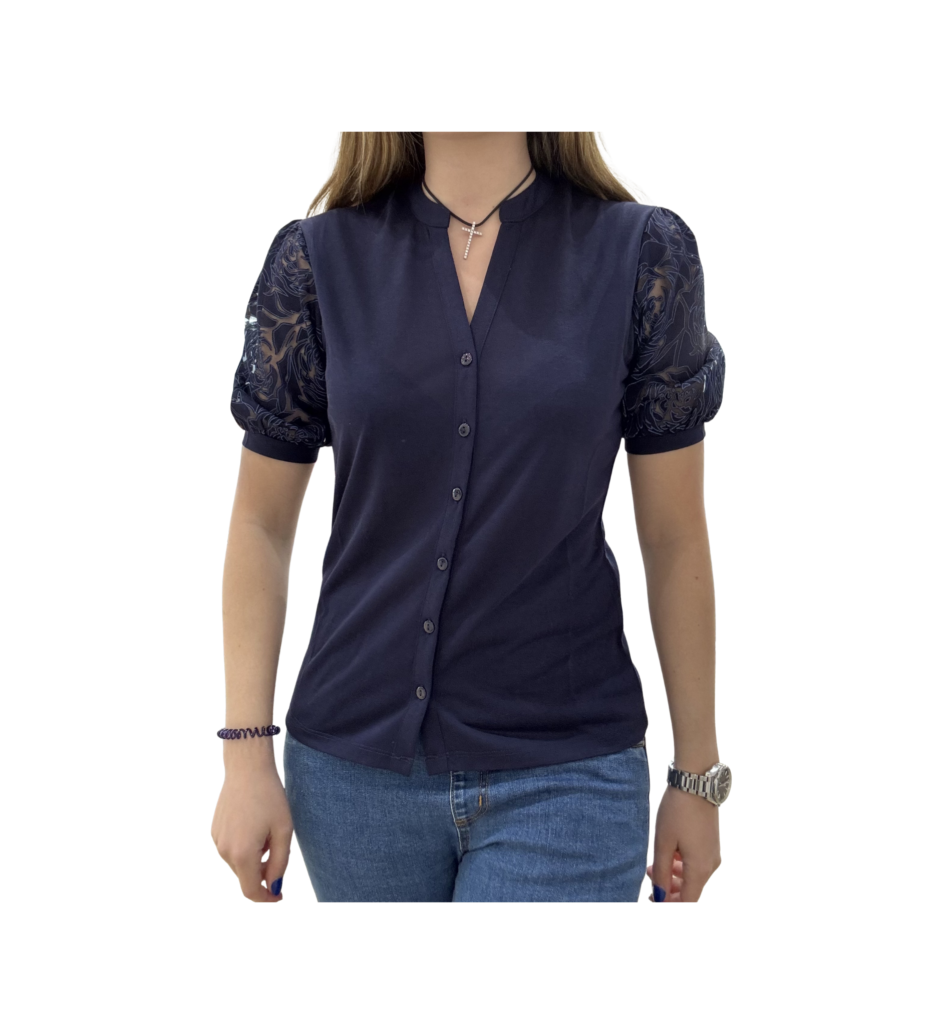 CAMISETA AZUL MARINO MUJER