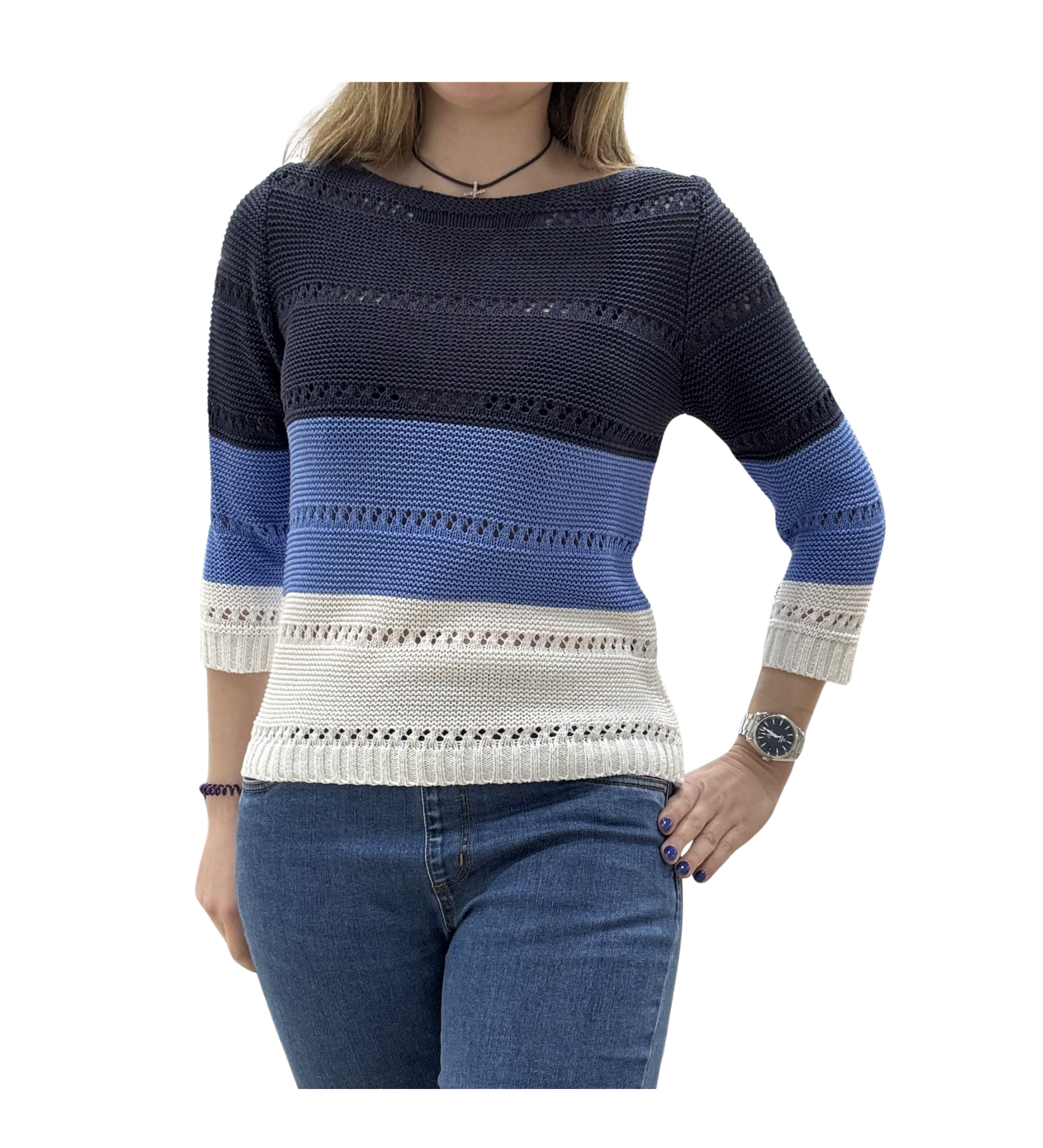 JERSEY AZUL Y BLANCO MUJER