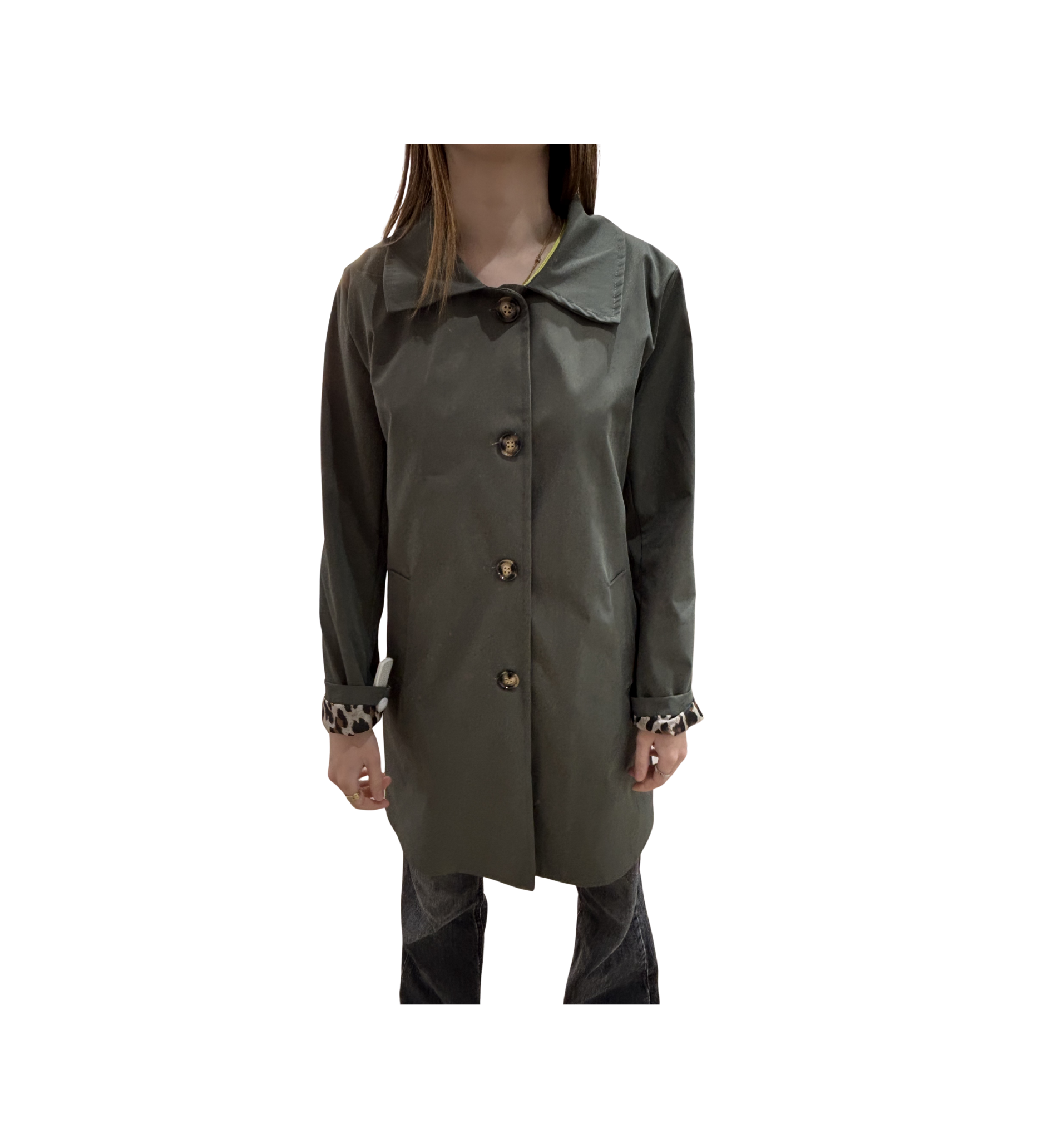 ABRIGO VERDE MILITAR MUJER