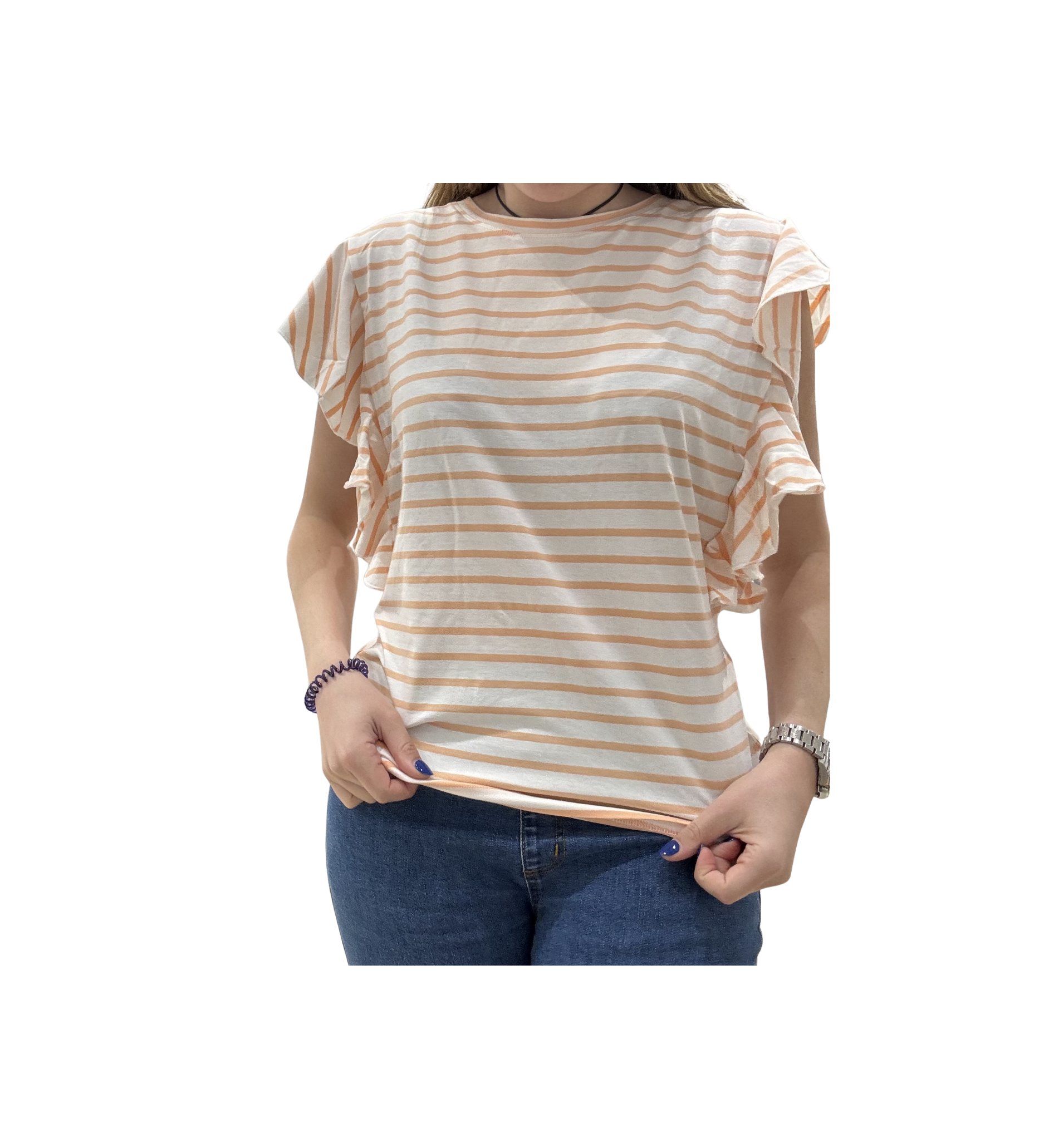 CAMISETA BLANCA Y AMARILLA RAYAS