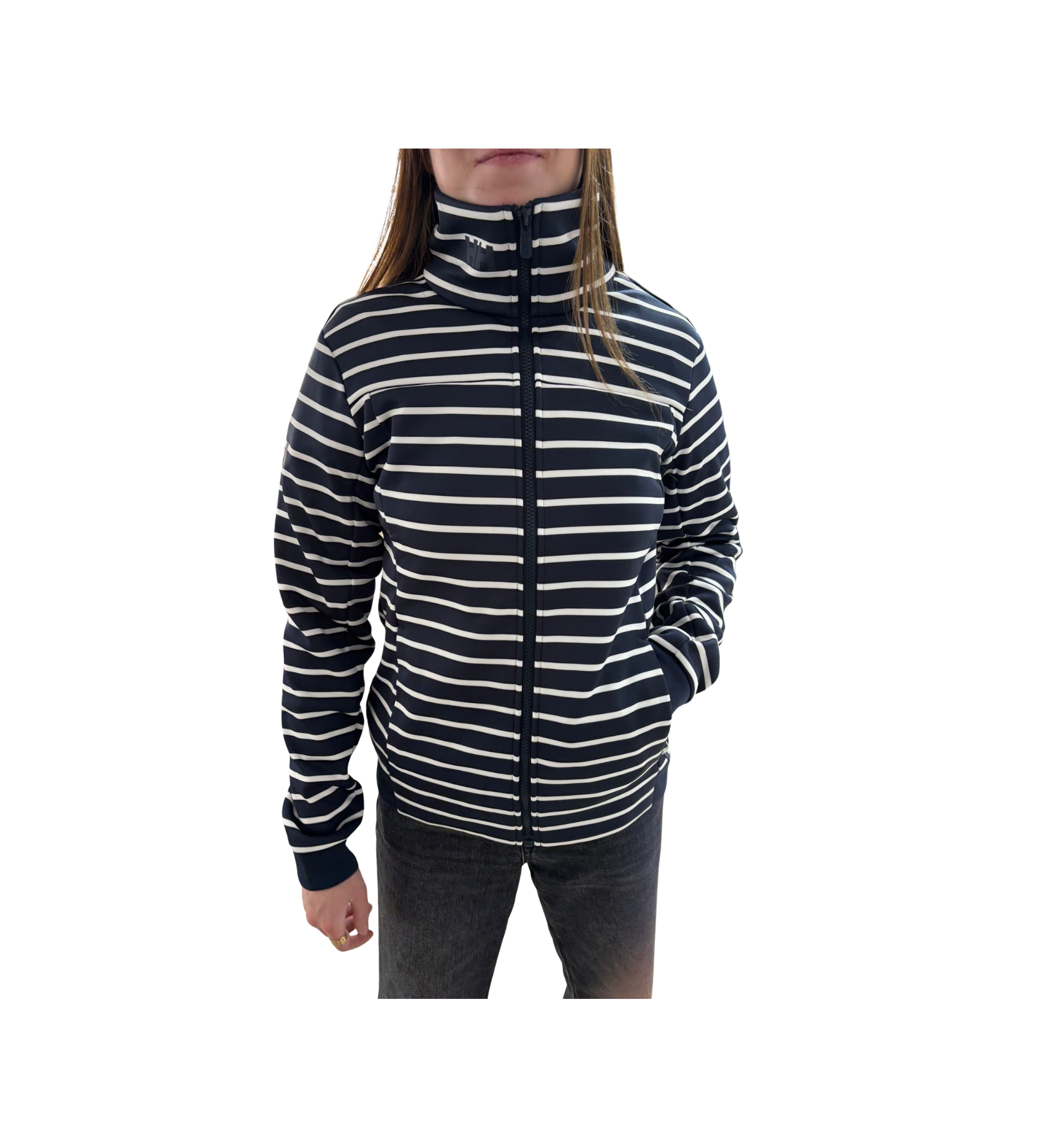CHAQUETA DE RALLAS AZUL Y NEGRA HH