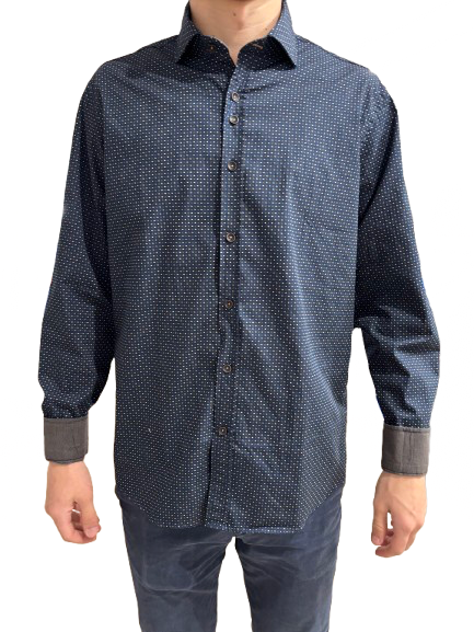Camisa Hombre Aosta Azul flores